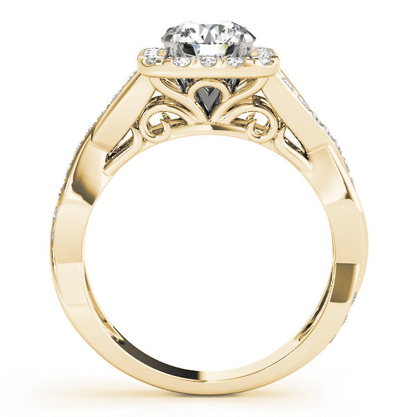 Cherished Halo Round Diamond Engagement Ring — 9K/18K Gold & Platinum