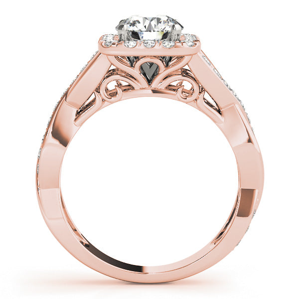 Cherished Halo Round Diamond Engagement Ring — 9K/18K Gold & Platinum