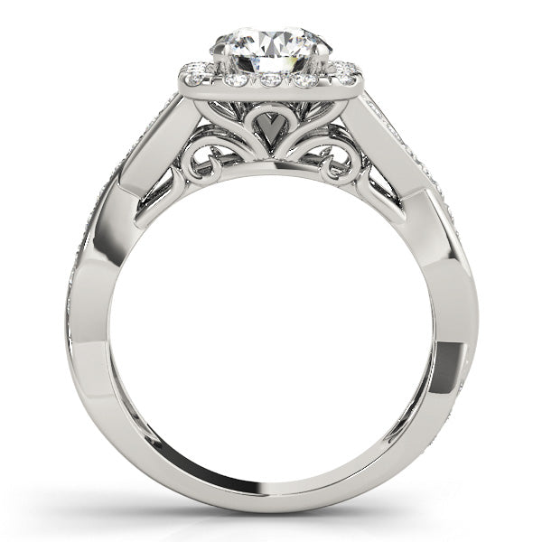 Cherished Halo Round Diamond Engagement Ring — 9K/18K Gold & Platinum