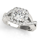 Cherished Halo Round Diamond Engagement Ring — 9K/18K Gold & Platinum