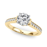 Noble Sidestone Round Diamond Engagement Ring — 9K/18K Gold & Platinum