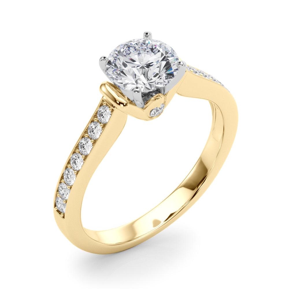Noble Sidestone Round Diamond Engagement Ring — 9K/18K Gold & Platinum