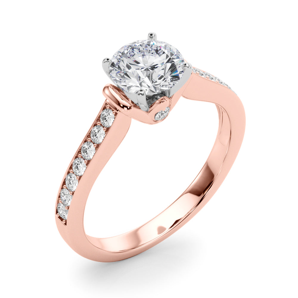 Noble Sidestone Round Diamond Engagement Ring — 9K/18K Gold & Platinum