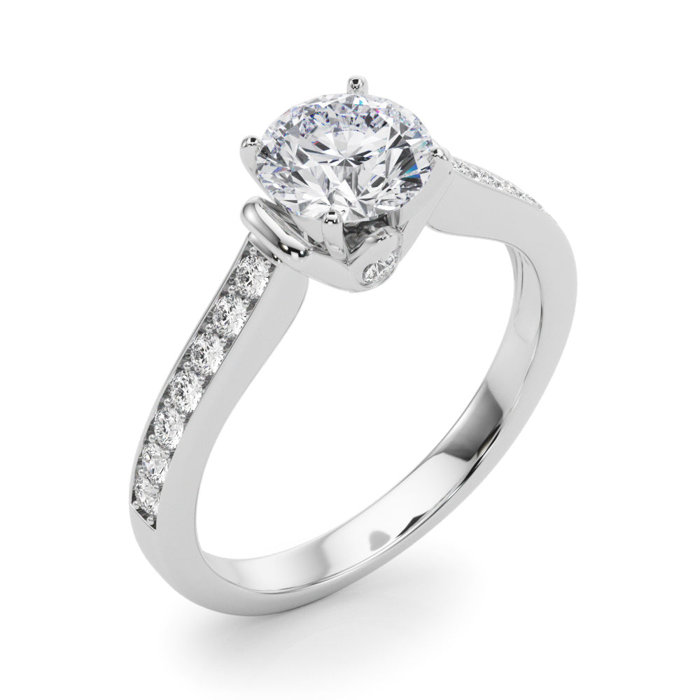 Noble Sidestone Round Diamond Engagement Ring — 9K/18K Gold & Platinum