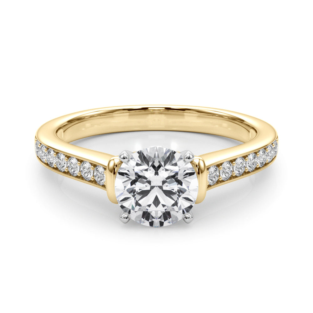 Noble Sidestone Round Diamond Engagement Ring — 9K/18K Gold & Platinum