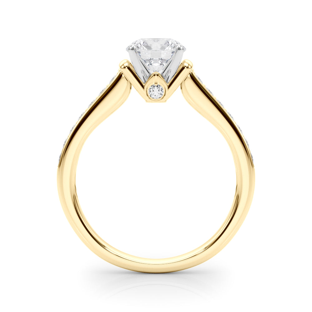 Noble Sidestone Round Diamond Engagement Ring — 9K/18K Gold & Platinum