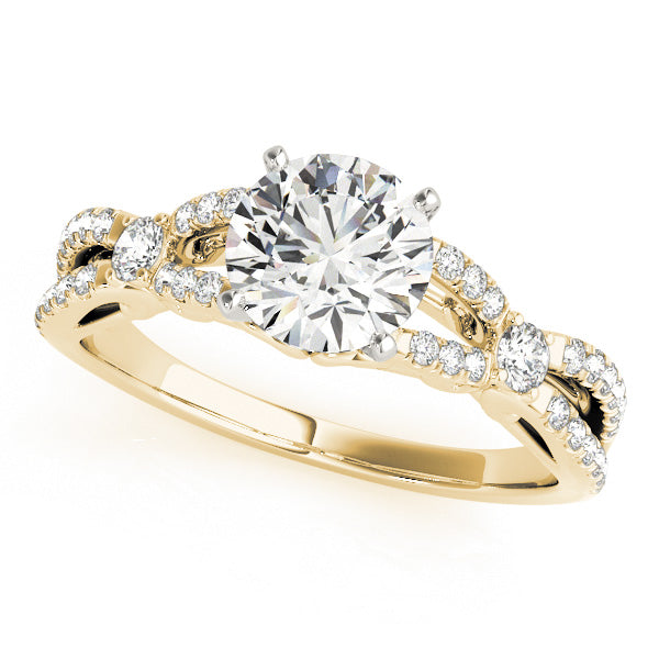 Classic Sidestone Round Diamond Engagement Ring — 9K/18K Gold & Platinum