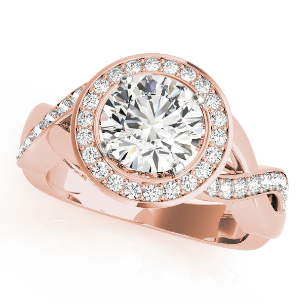 Elegant Halo Round Diamond Engagement Ring — 9K/18K Gold & Platinum