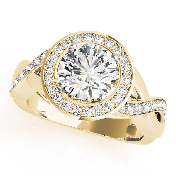 Elegant Halo Round Diamond Engagement Ring — 9K/18K Gold & Platinum