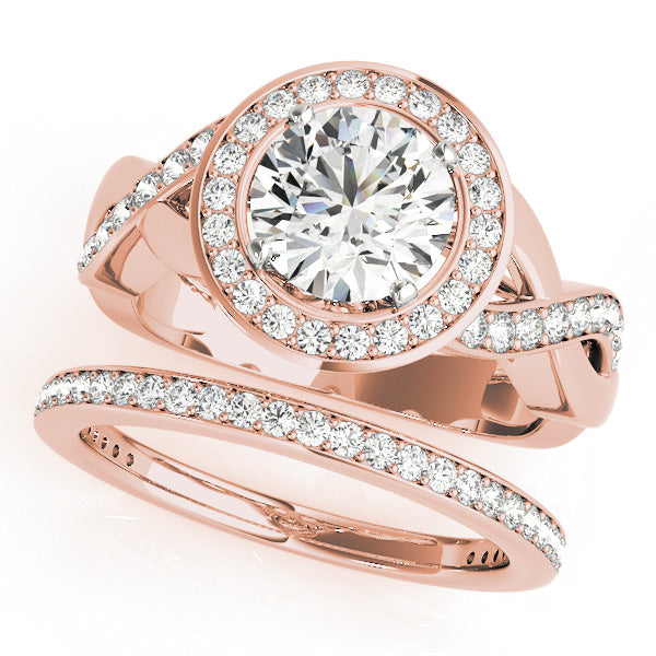 Elegant Halo Round Diamond Engagement Ring — 9K/18K Gold & Platinum