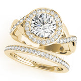 Elegant Halo Round Diamond Engagement Ring — 9K/18K Gold & Platinum