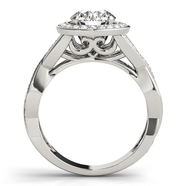 Elegant Halo Round Diamond Engagement Ring — 9K/18K Gold & Platinum