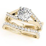 Luxe Sidestone Round Diamond Engagement Ring — 9K/18K Gold & Platinum