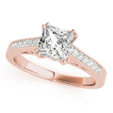 Refined Sidestone Princess Diamond Engagement Ring — 9K/18K Gold & Platinum