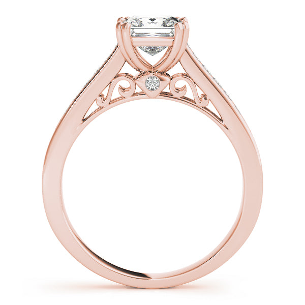 Refined Sidestone Princess Diamond Engagement Ring — 9K/18K Gold & Platinum