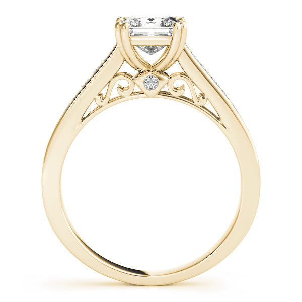 Refined Sidestone Princess Diamond Engagement Ring — 9K/18K Gold & Platinum