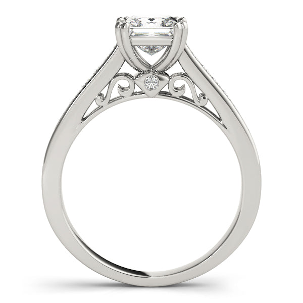 Refined Sidestone Princess Diamond Engagement Ring — 9K/18K Gold & Platinum