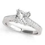 Refined Sidestone Princess Diamond Engagement Ring — 9K/18K Gold & Platinum