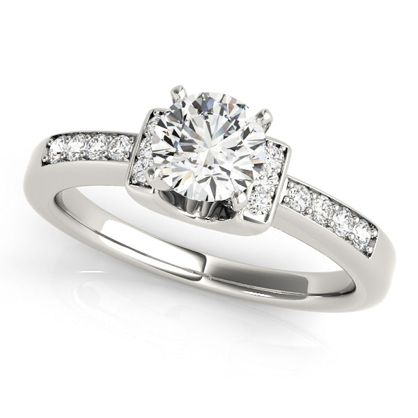 Iconic Sidestone Round Diamond Engagement Ring — 9K/18K Gold & Platinum