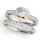 Iconic Sidestone Round Diamond Engagement Ring — 9K/18K Gold & Platinum