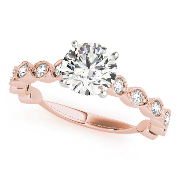 Artisan Sidestone Round Diamond Engagement Ring — 9K/18K Gold & Platinum