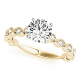 Artisan Sidestone Round Diamond Engagement Ring — 9K/18K Gold & Platinum