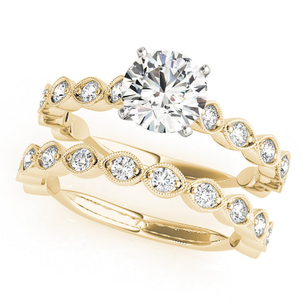 Artisan Sidestone Round Diamond Engagement Ring — 9K/18K Gold & Platinum