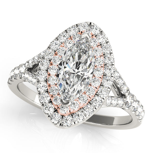 Cherished Halo Engagement Ring Marquise Diamond Engagement Ring — 9K/18K Gold & Platinum
