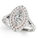 Cherished Halo Engagement Ring Marquise Diamond Engagement Ring — 9K/18K Gold & Platinum