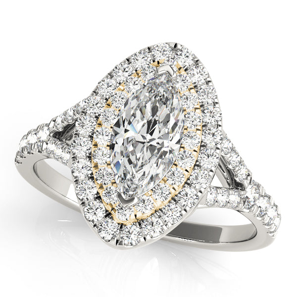 Cherished Halo Engagement Ring Marquise Diamond Engagement Ring — 9K/18K Gold & Platinum