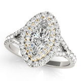 Cherished Halo Engagement Ring Marquise Diamond Engagement Ring — 9K/18K Gold & Platinum