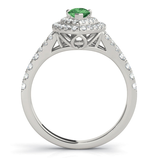 Noble Halo Pear Diamond Engagement Ring — 9K/18K Gold & Platinum