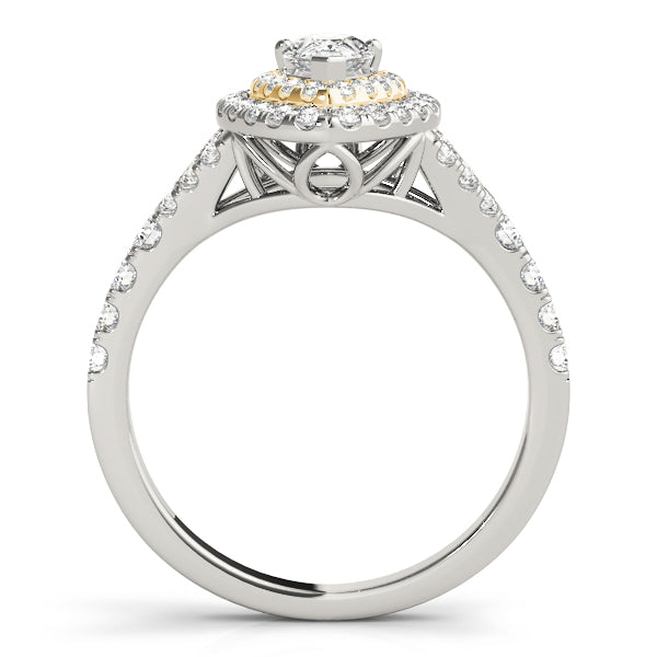 Noble Halo Pear Diamond Engagement Ring — 9K/18K Gold & Platinum