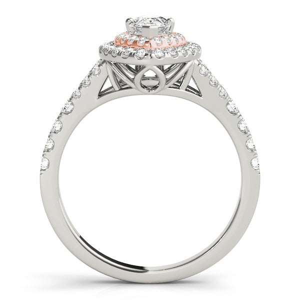 Noble Halo Pear Diamond Engagement Ring — 9K/18K Gold & Platinum