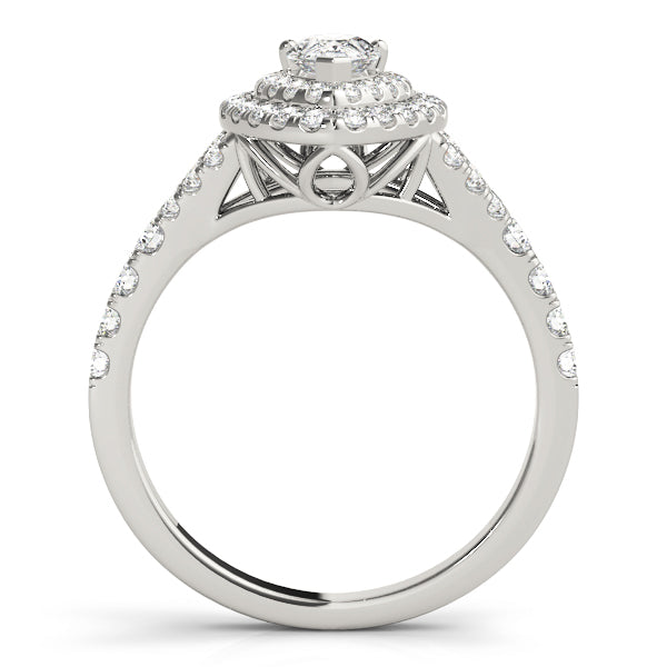 Noble Halo Pear Diamond Engagement Ring — 9K/18K Gold & Platinum
