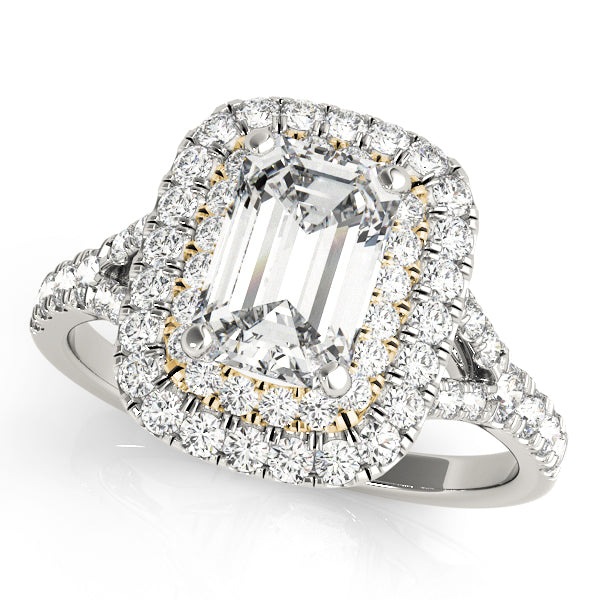 Classic Cut Halo Emerald Diamond Engagement Ring — 9K/18K Gold & Platinum