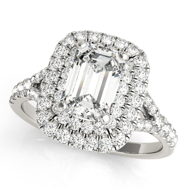 Classic Cut Halo Emerald Diamond Engagement Ring — 9K/18K Gold & Platinum