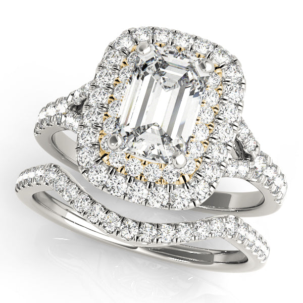 Classic Cut Halo Emerald Diamond Engagement Ring — 9K/18K Gold & Platinum