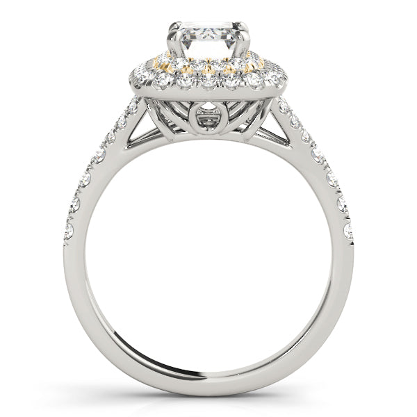 Classic Cut Halo Emerald Diamond Engagement Ring — 9K/18K Gold & Platinum