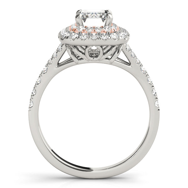 Classic Cut Halo Emerald Diamond Engagement Ring — 9K/18K Gold & Platinum