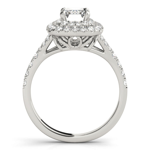 Classic Cut Halo Emerald Diamond Engagement Ring — 9K/18K Gold & Platinum