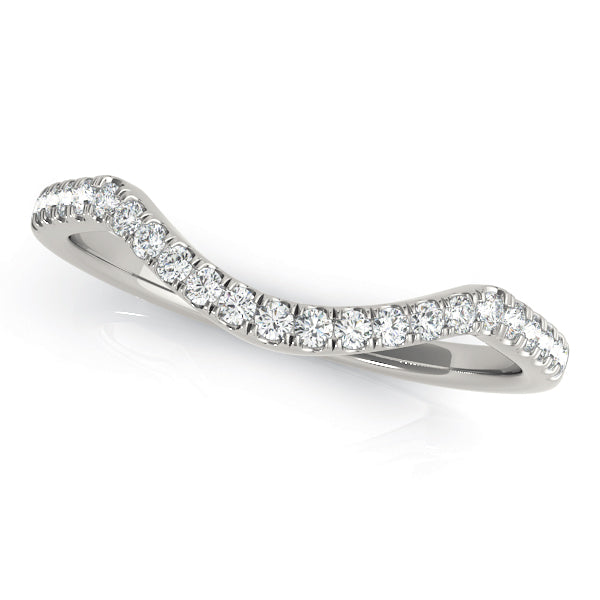 Curved Split Prong Half Eternity Ring in Gold & Platinum
