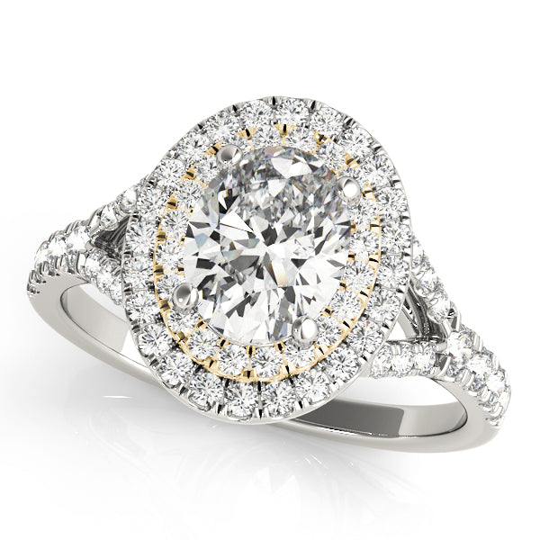 Elegant Halo Engagement Ring Oval Diamond Engagement Ring — 9K/18K Gold & Platinum