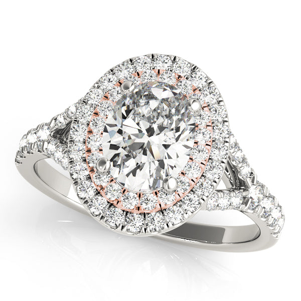 Elegant Halo Engagement Ring Oval Diamond Engagement Ring — 9K/18K Gold & Platinum