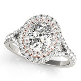Elegant Halo Engagement Ring Oval Diamond Engagement Ring — 9K/18K Gold & Platinum