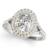 Elegant Halo Engagement Ring Oval Diamond Engagement Ring — 9K/18K Gold & Platinum