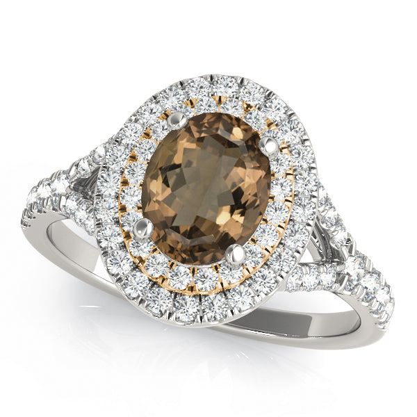 Elegant Halo Engagement Ring Oval Diamond Engagement Ring — 9K/18K Gold & Platinum