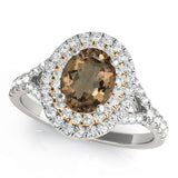 Elegant Halo Engagement Ring Oval Diamond Engagement Ring — 9K/18K Gold & Platinum