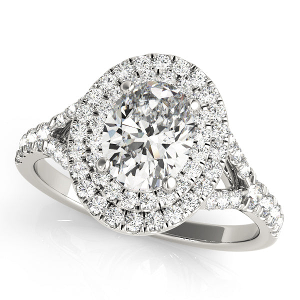 Elegant Halo Engagement Ring Oval Diamond Engagement Ring — 9K/18K Gold & Platinum
