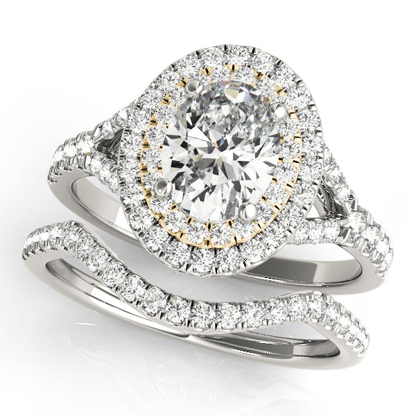 Elegant Halo Engagement Ring Oval Diamond Engagement Ring — 9K/18K Gold & Platinum